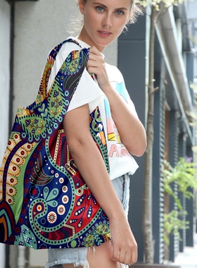 波西米亚J55复古折叠环保购物袋买菜包手提袋单肩包旅行收纳袋