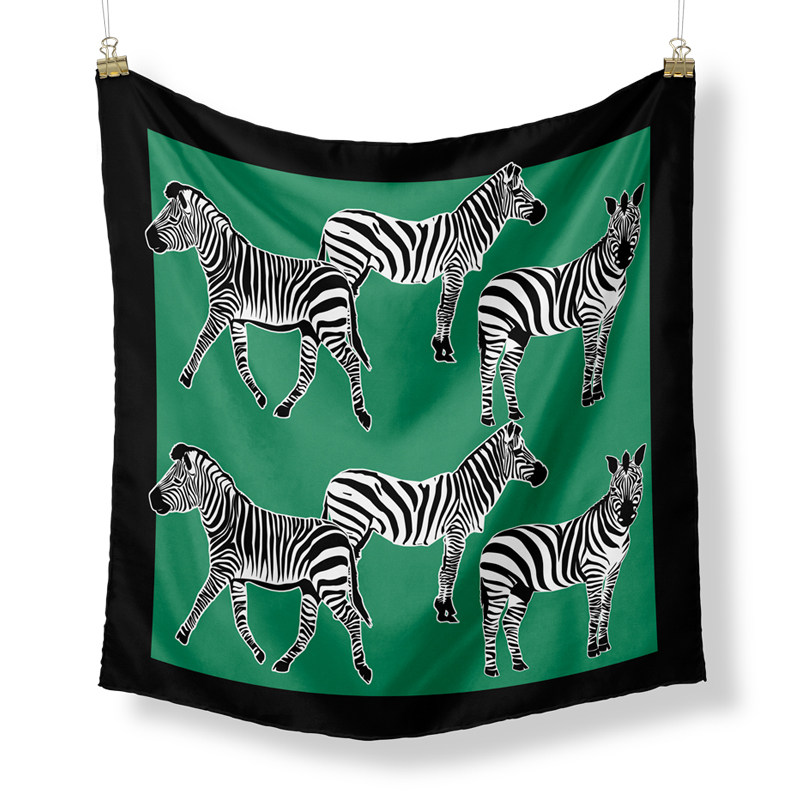 绿底斑马韩版大牌丝巾方巾头巾盖巾装饰画芯四季围脖丝巾裱画定制