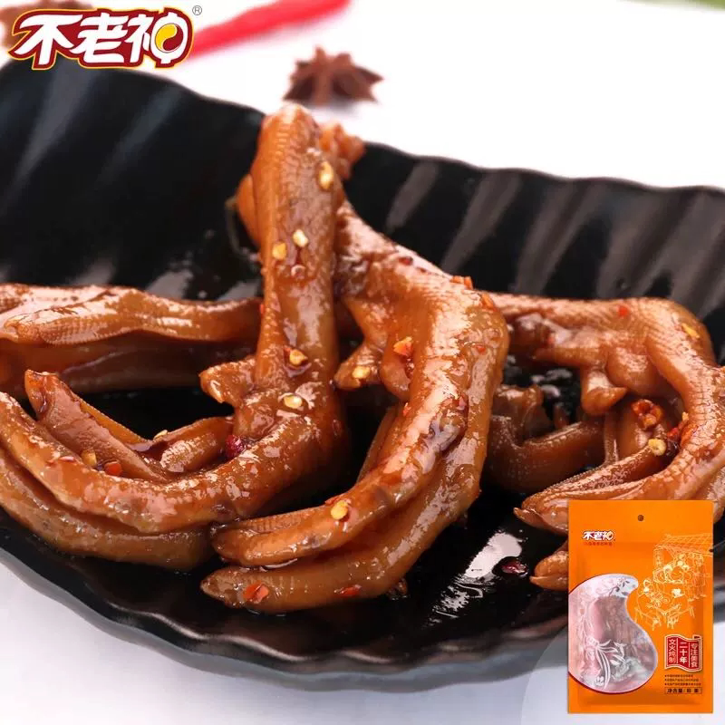 不老神鸡真空装香辣鸭掌 传统经典卤味 215g一份 买3江浙沪皖包邮图片