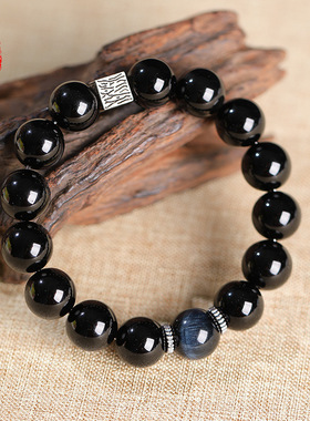 蓓蓓福   天然黑曜石原创手链银曜石金曜石手串DIY手链设计批发