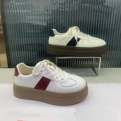 2025春款 时尚港风德训鞋牛皮系带增高厚底真皮休闲鞋3593