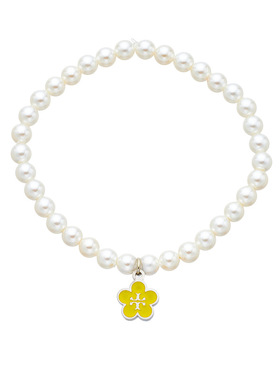 简约时尚白珍珠花瓣滴油双T字母女式珍珠吊牌手链百搭