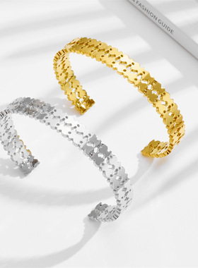 熊家出品拼接双排小熊金银手镯女款跨境电商热卖款同款