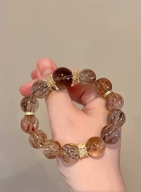 2025新款天然黑金超七茶水晶原创设计事业手串手链男女手饰礼物