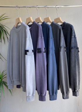 WASHED BADGE CREWNECK SWEATSHIRT水洗做旧宽松毛圈圆领袖章卫衣