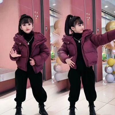 冬装男女童潮酷短款加厚保暖网红休闲中大童连帽爆款洋气羽绒棉服