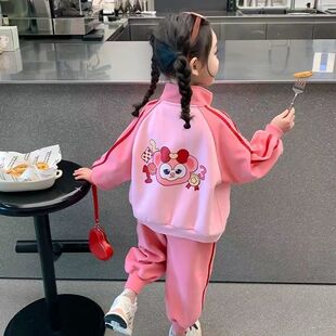 春秋款 女童库洛米套装 2026新款 洋气儿童韩版 拼接外套两件套 运动装