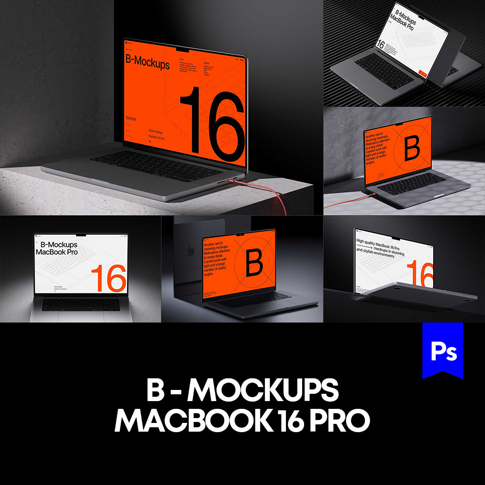 16款MacBook笔记本电脑广告网站ui界面设计作品贴图ps样机素材