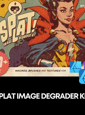 复古做旧粗糙漫画插画噪点半调印刷风格Affinity笔刷设计素材套装