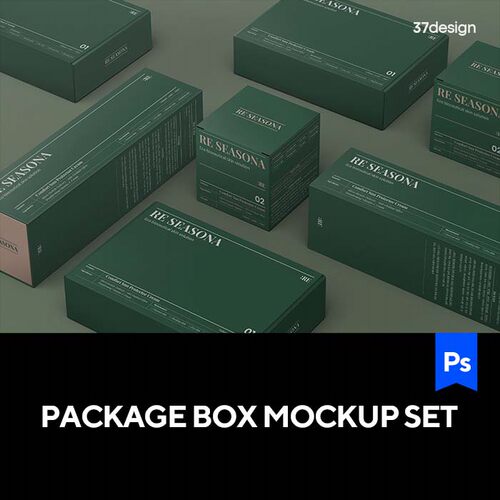 矩形包装盒模拟效果展示样机mockup智能贴图psd设计素材模版