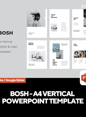 BOSH A4竖版简洁时尚Lookbook品牌指导介绍PPT幻灯片文稿演示模版