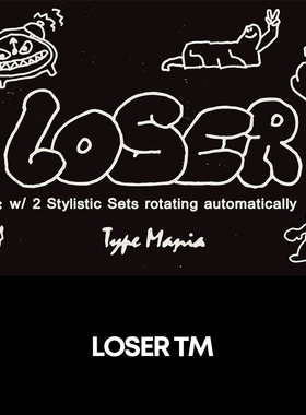 Loser TM 1款潦草古怪卡通手写泡泡字体logo品牌标识设计字体安装