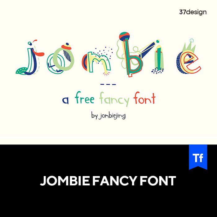 jombie 商用可爱儿童卡通插画风格英文字体logo标识海报字体下载