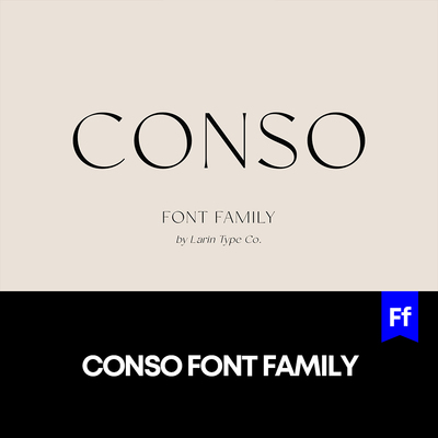 Conso 14款优雅美学无衬线英文字体logo标识标题字体家族下载安装