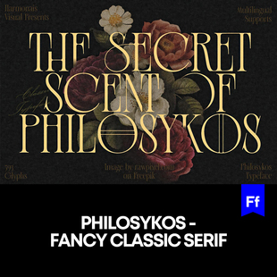 Philosykos 复古衬线英文字体logo标识排版版式字体安装下载mac