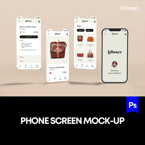 9款iPhone手机ui界面app设计作品智能贴图ps样机素材展示效果模板
