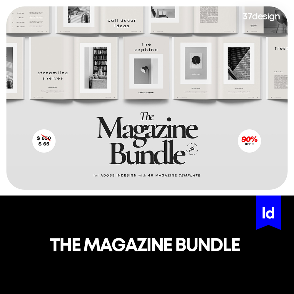 40款a4简洁时尚画册书籍作品集介绍排版版式indesign格式模版合集