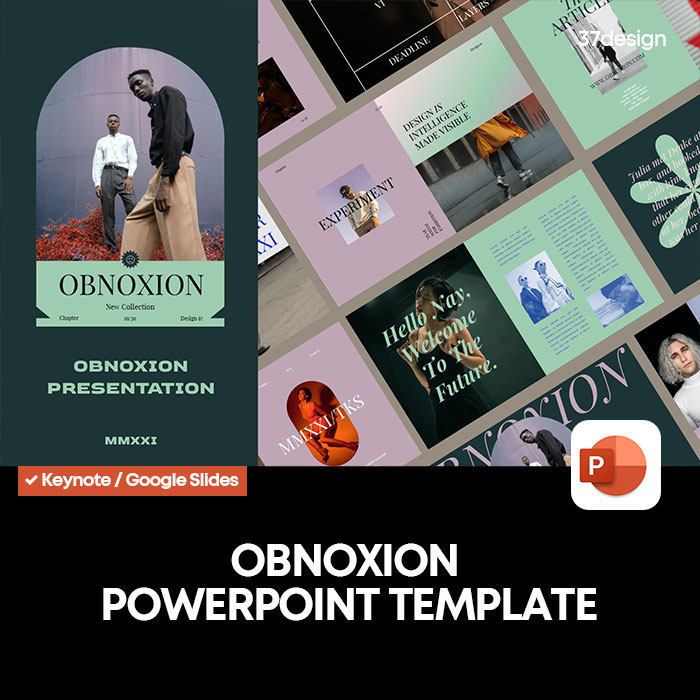OBNOXION 新潮渐变服饰品牌介绍ppt幻灯片文稿演示排版版式模版