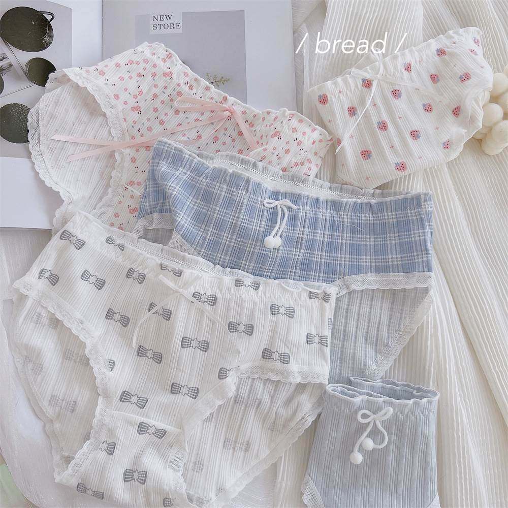 蒛一女士中腰内裤纯棉裆全棉抗菌透气速干少女学生舒适无痕三角裤