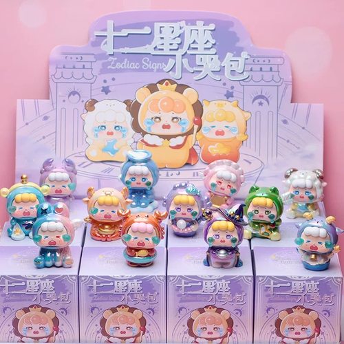 十二星座小哭包盲盒创意卡通可爱萌宠小哭包手办摆件公仔玩具礼物
