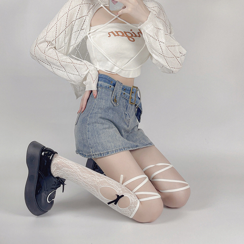 浅爱绑带蝴蝶结半截丝袜女