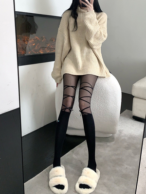 绑带蝴蝶结性感连裤袜薄款丝袜