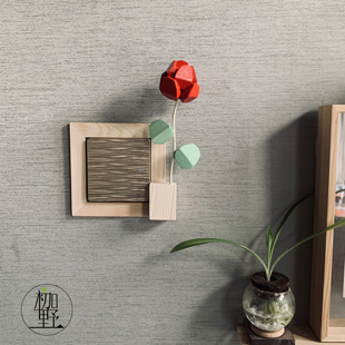 实木原创艺术开关贴立体装饰念与琼玫瑰园手工制作免钉区域免邮