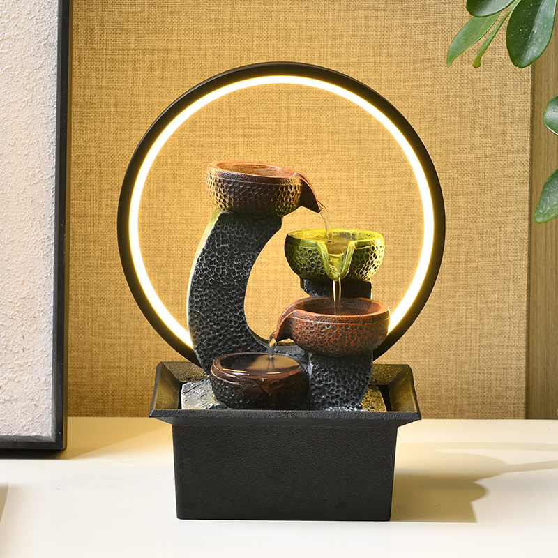 欧式桌面循环流水喷泉摆件