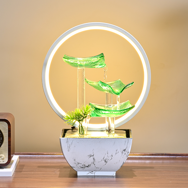 玻璃办公室高档喷泉招财流水摆件