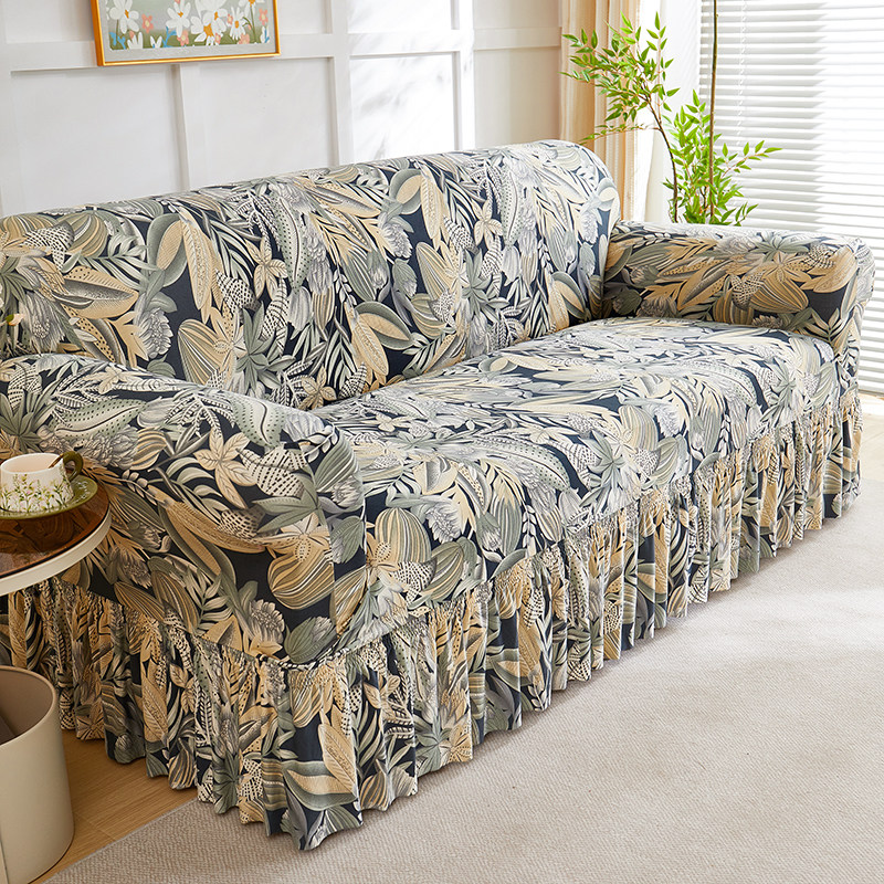 印花裙边沙发套罩全包万能套弹力通用防猫抓盖布巾懒人防滑沙发罩,居家布艺,沙发套,淘宝优惠券,粉丝福利购,淘宝优惠卷