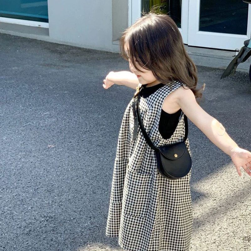 洋气格子连体裤两件套2023背心夏装外穿无袖套装甜美女童新款潮款