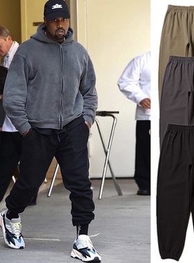 kanye美式潮牌束脚裤男街头宽松