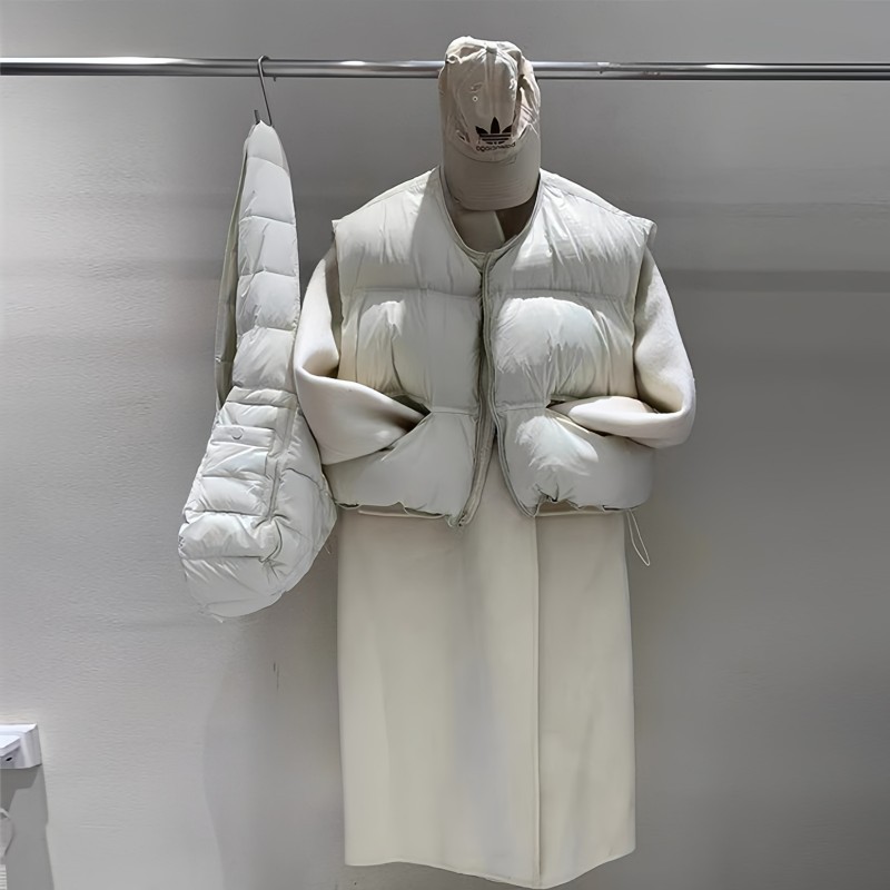 羽绒马甲2025秋冬新款轻柔泡芙蓬松连帽90白鹅羽绒马甲女短款马甲