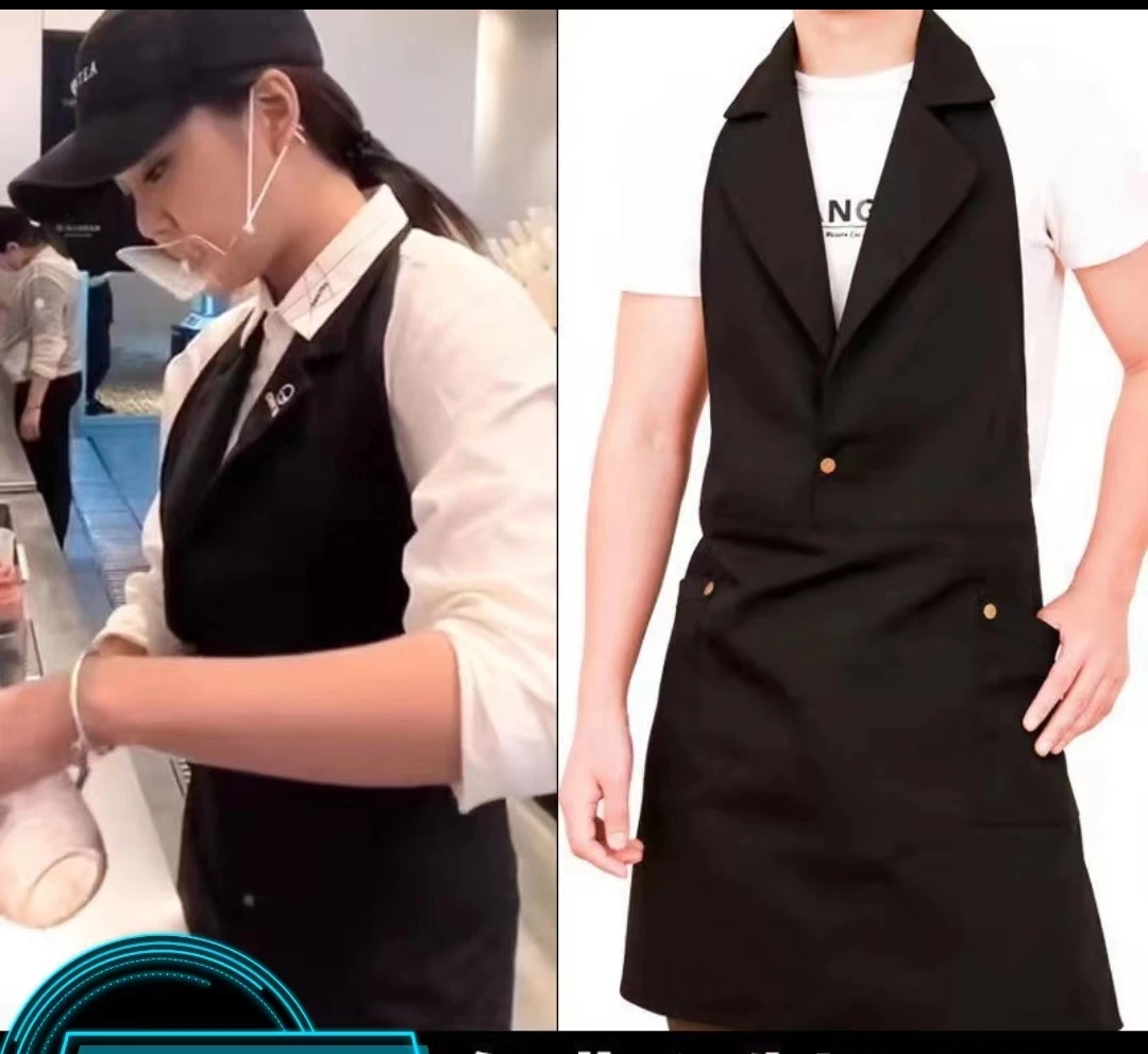 西服翻领围裙酒店餐厅服务员工作服餐饮超市美甲理发师咖啡店男女