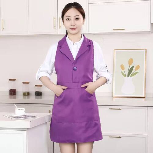 马甲西装翻领围裙酒店餐厅餐饮超市美甲咖啡店服务员工作服定制