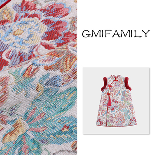 女童红色年服夹棉汉服背心裙冬季2025新款儿童国风新中式改良裙子