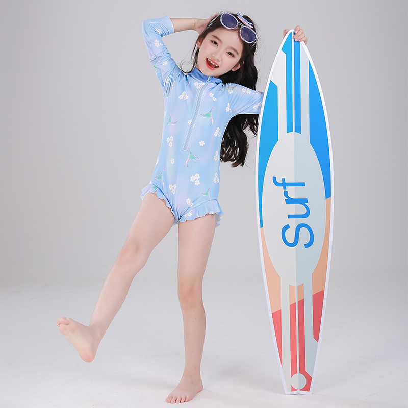D25891儿童泳衣2025夏季新款中大童防嗮连体游泳海边度假女童泳装