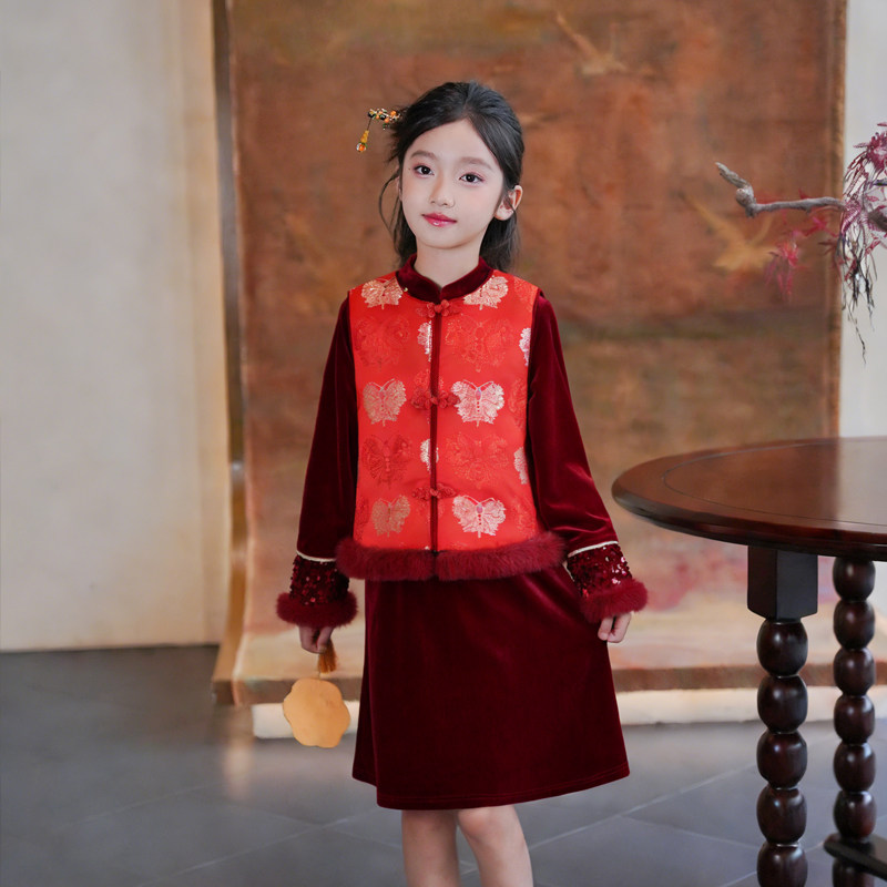 80525新中式汉服女童马甲2026新款儿童国风礼服改良旗袍裙子年服,童装/婴儿装/亲子装,汉服,淘宝优惠券,粉丝福利购,淘宝优惠卷