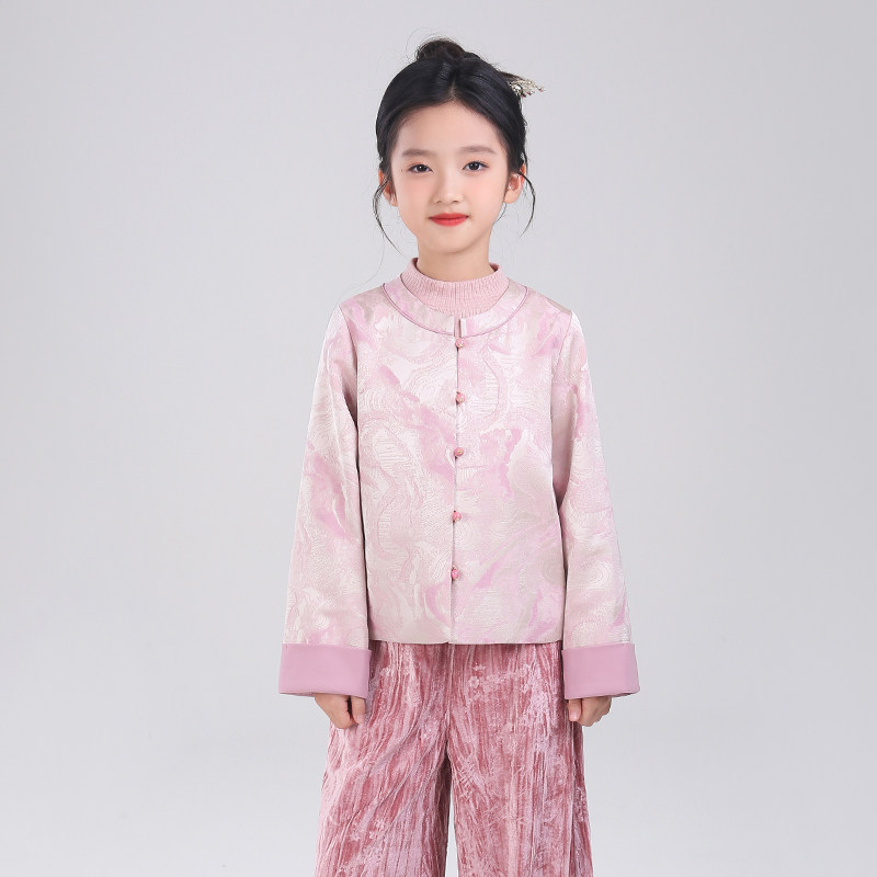 53939女童汉服国风外套粉色晕染设计感唐装秋款儿童古风气质上衣,童装/婴儿装/亲子装,汉服,淘宝优惠券,粉丝福利购,淘宝优惠卷