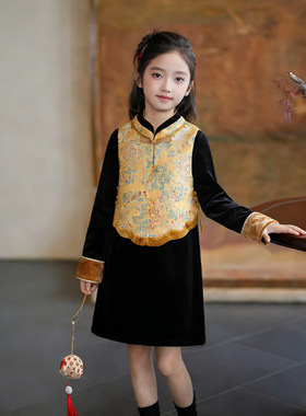 80819女童新中式马甲汉服2026春季新款中大童唐装中国风新年礼服