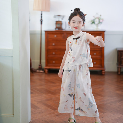 80119女童套装新中式夏装2026新款儿童改良旗袍汉服国风两件套