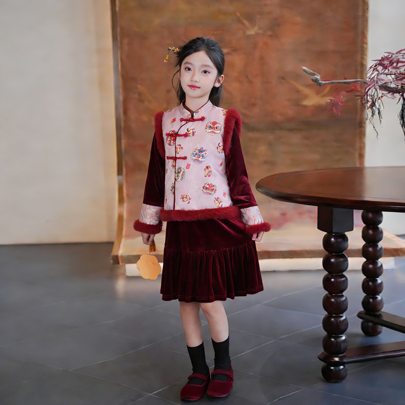 80508女童拜年服儿童新中式红色马甲年服2026新款古风汉服过年服,童装/婴儿装/亲子装,汉服,淘宝优惠券,粉丝福利购,淘宝优惠卷