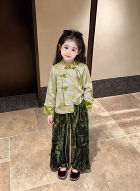 女童新中式国风汉服盘扣外套2026秋季新款古风唐装上衣套装民族风