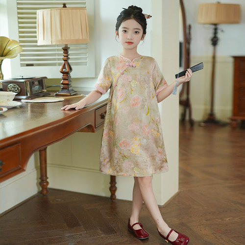82185M儿童新中式国风旗袍裙2026夏季新款女童汉服百搭古风连衣裙