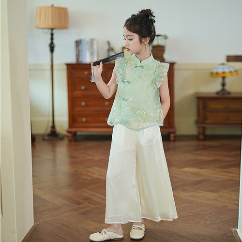 80695女童端午节唐装汉服演出服2026新款女孩新中式国风套装夏季