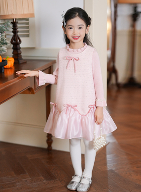 53428M公主裙女童连衣裙2025冬季新款女宝宝小香风礼服千金感裙子