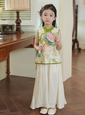 53821女童新中式国风汉服套装2025夏季新款古风表演服儿童演出服