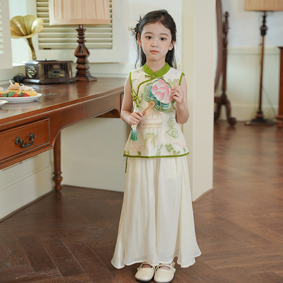53821女童新中式国风汉服套装2025夏季新款古风表演服儿童演出服