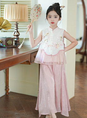 80682女童夏装套装2026夏季新款小众新中式两件套中大童套装童装