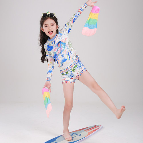 D25888女童泳衣2026夏季新款多巴胺儿童分体游泳套装速干温泉泳装